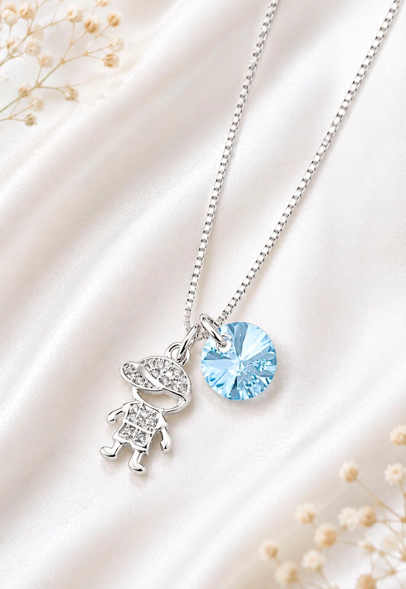 COLLAR NIÑO PLATA 925  CRISTAL SWAROVSKI® BLUE SHADE - 5