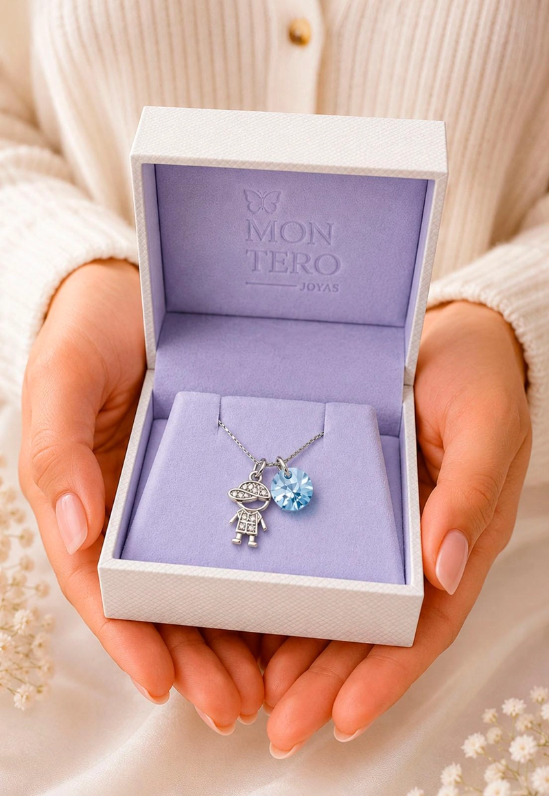 COLLAR NIÑO PLATA 925  CRISTAL SWAROVSKI® BLUE SHADE - 6