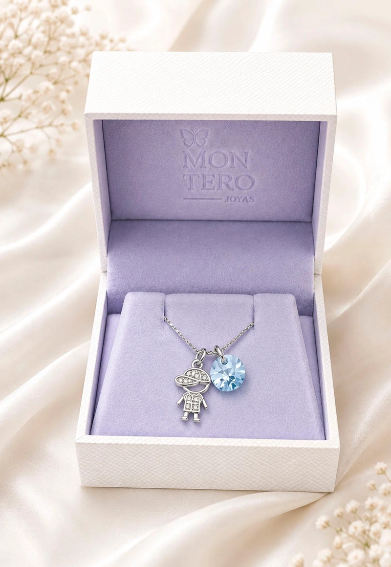 COLLAR NIÑO PLATA 925  CRISTAL SWAROVSKI® BLUE SHADE - 7