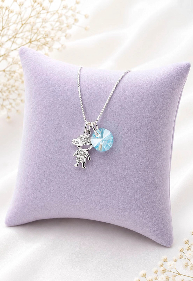 COLLAR NIÑO PLATA 925  CRISTAL SWAROVSKI® BLUE SHADE - 8