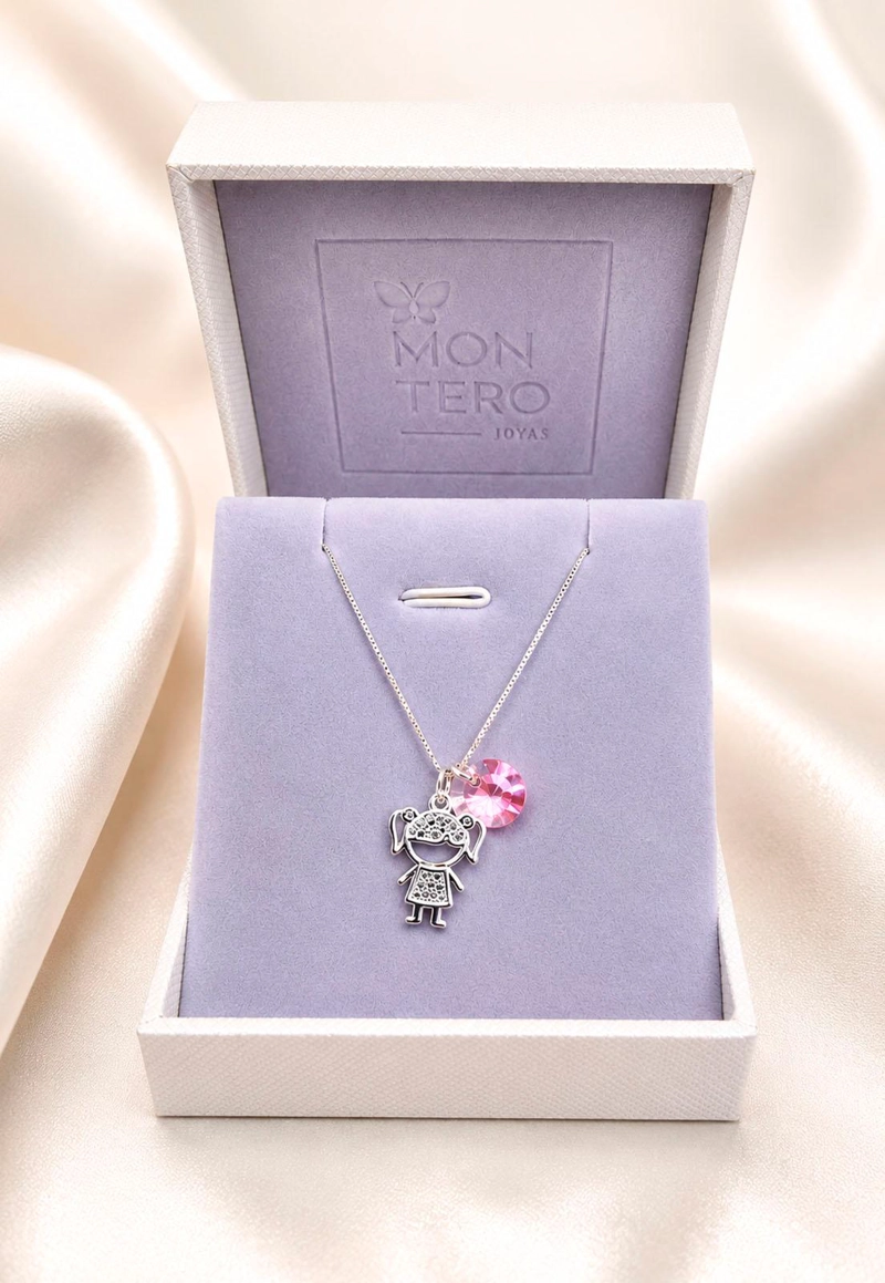 COLLAR NIÑA PLATA 925 CRISTAL SWAROVSKI® LIGTH ROSE - 3