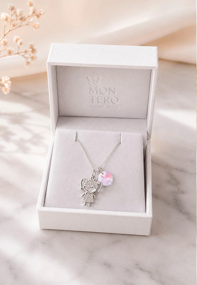 COLLAR NIÑA PLATA 925 CRISTAL SWAROVSKI® LIGTH ROSE - 4