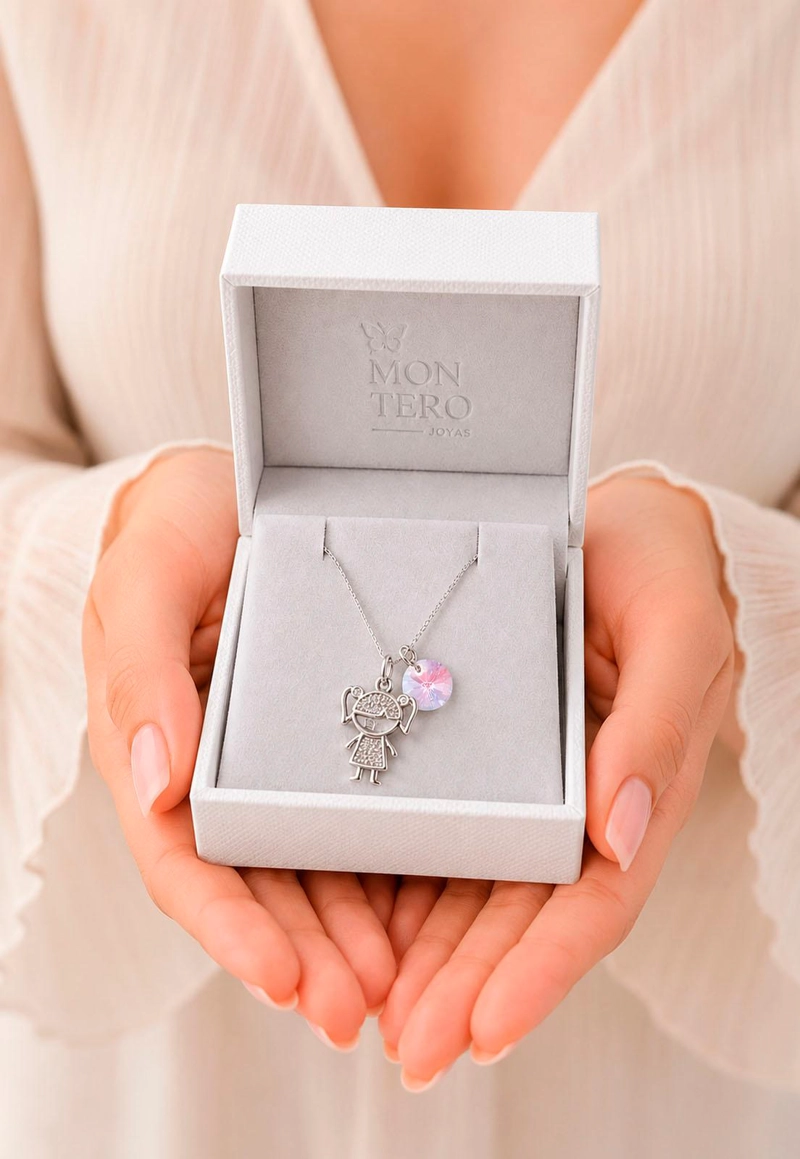 COLLAR NIÑA PLATA 925 CRISTAL SWAROVSKI® LIGTH ROSE - 6