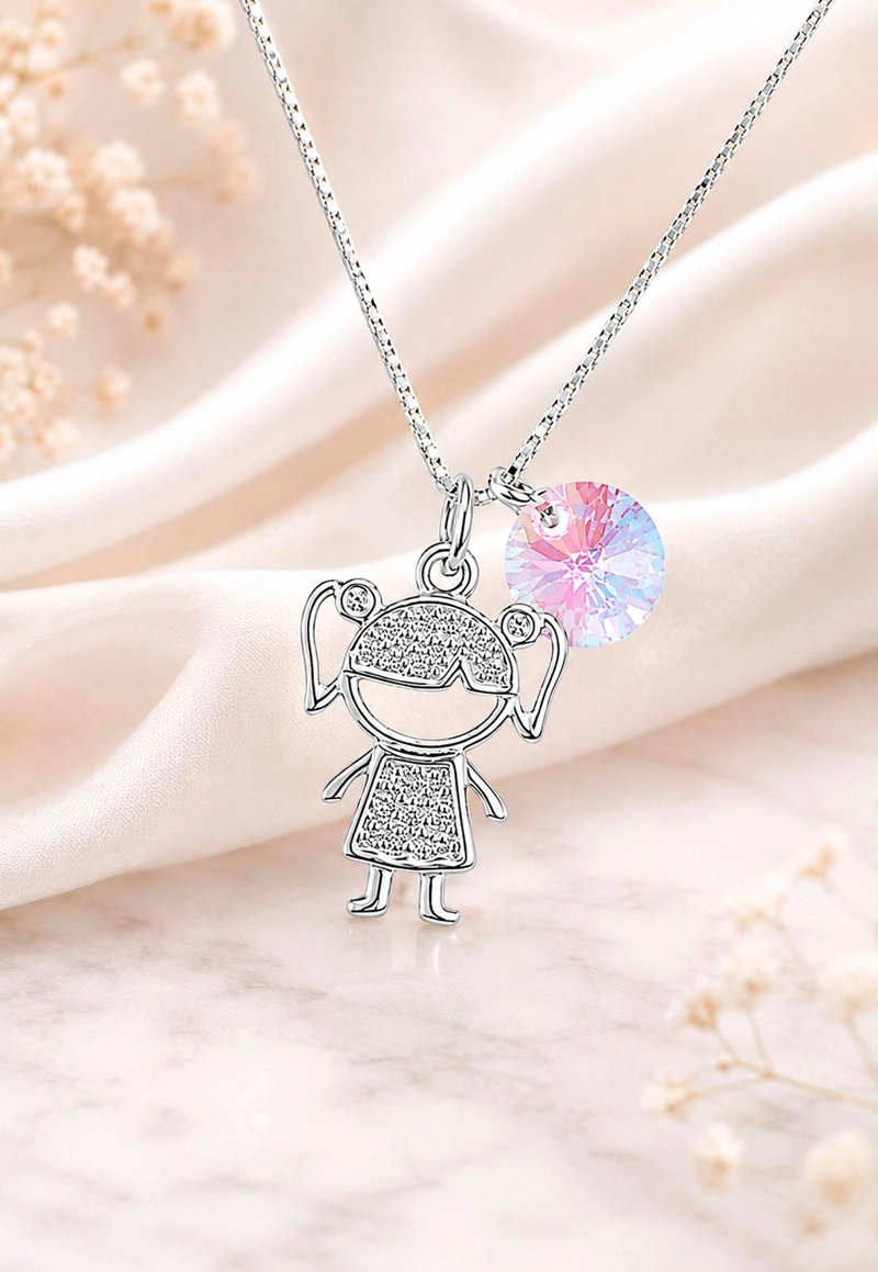 COLLAR NIÑA PLATA 925 CRISTAL SWAROVSKI® LIGTH ROSE - 8