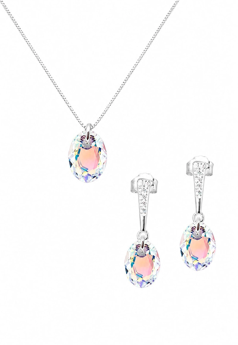 CONJUNTO ANTONIA PLATA 925 CRISTAL SWAROVSKI® AURORA BOREAL - 1