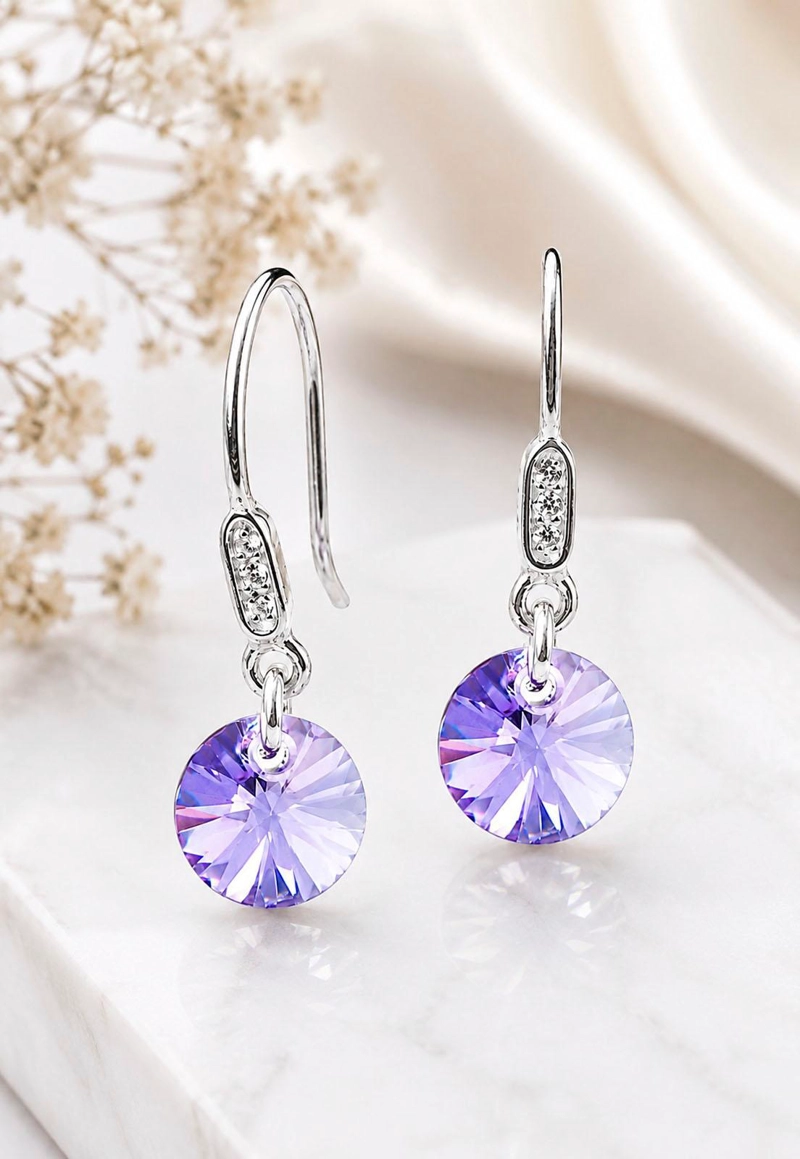 AROS PUNTO DE LUZ CIRCON PLATA 925 CRISTAL SWAROVSKI® VIOLETA - 2