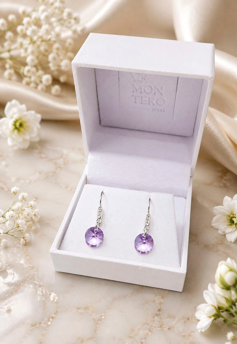 AROS PUNTO DE LUZ CIRCON PLATA 925 CRISTAL SWAROVSKI® VIOLETA - 3
