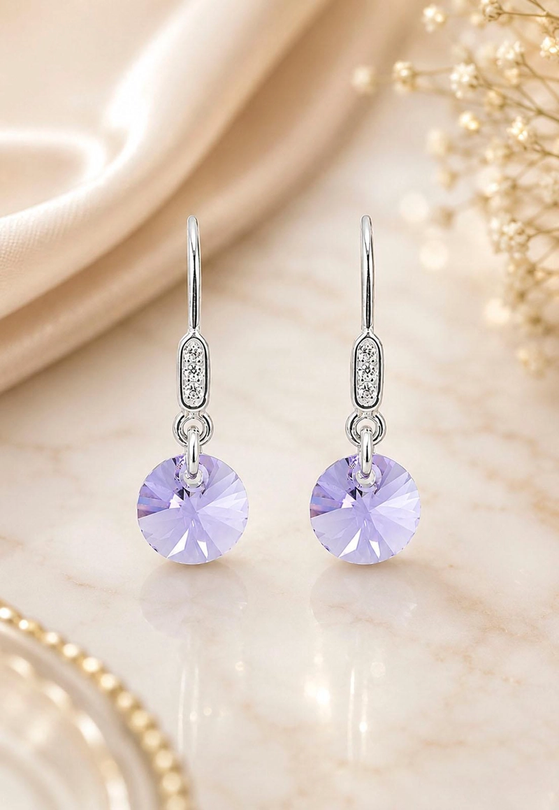 AROS PUNTO DE LUZ CIRCON PLATA 925 CRISTAL SWAROVSKI® VIOLETA - 4