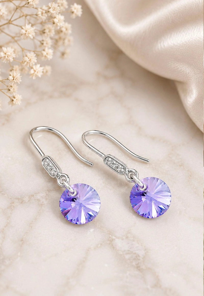 AROS PUNTO DE LUZ CIRCON PLATA 925 CRISTAL SWAROVSKI® VIOLETA - 6