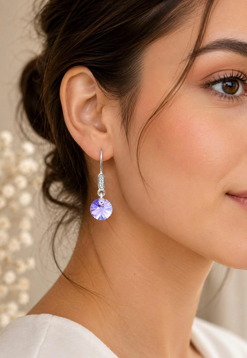 AROS PUNTO DE LUZ CIRCON PLATA 925 CRISTAL SWAROVSKI® VIOLETA - 7