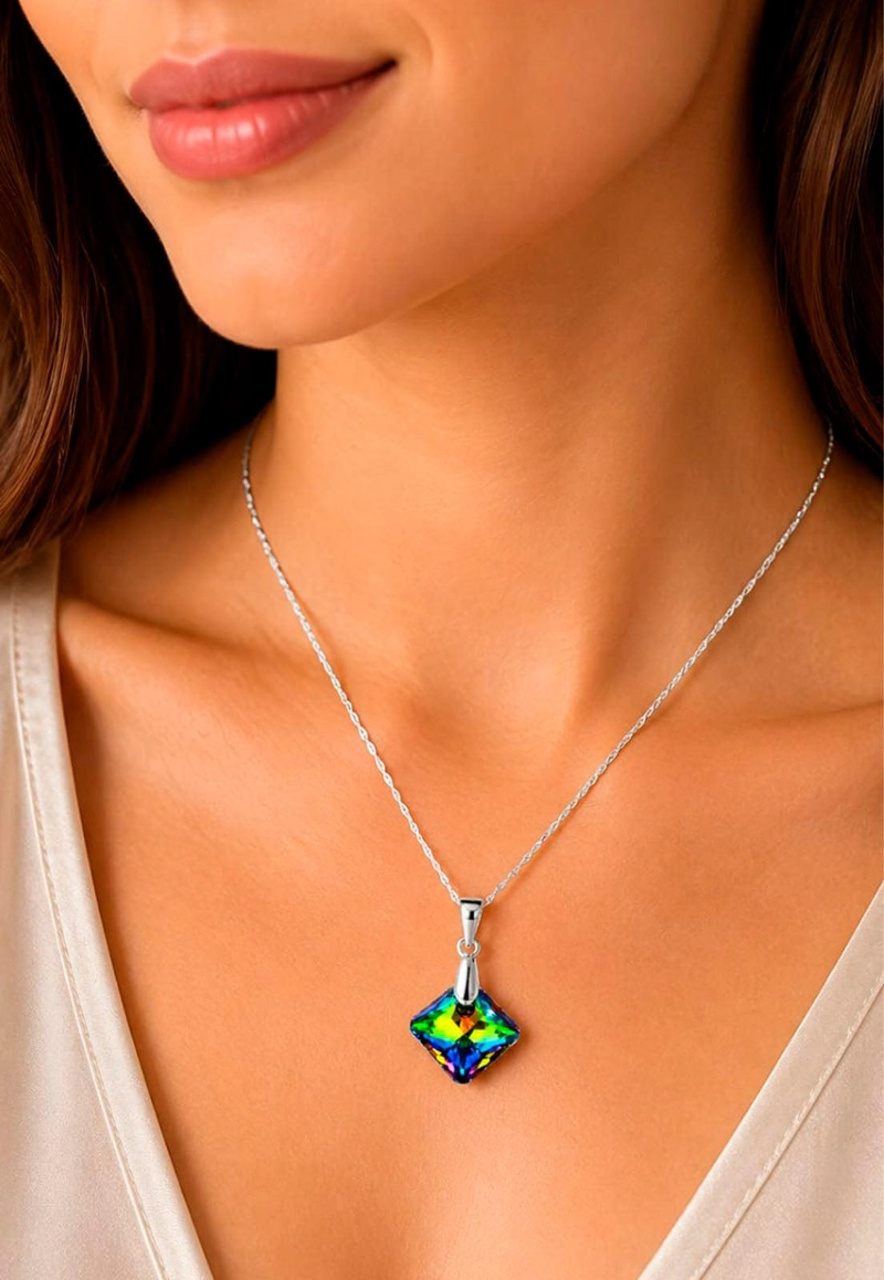 COLLAR CRISTINA PLATA 925 CRISTAL SWAROVSKI® VITRAL MEDIUM - 4