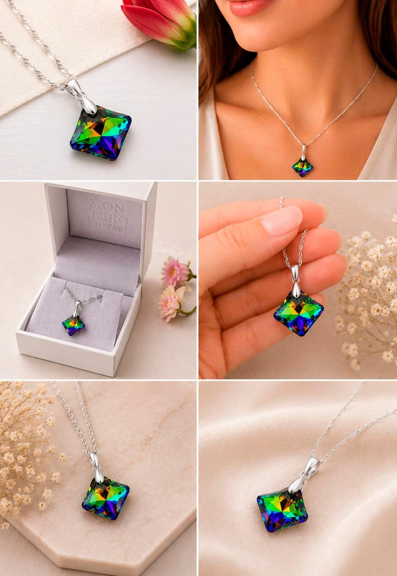 COLLAR CRISTINA PLATA 925 CRISTAL SWAROVSKI® VITRAL MEDIUM - 6