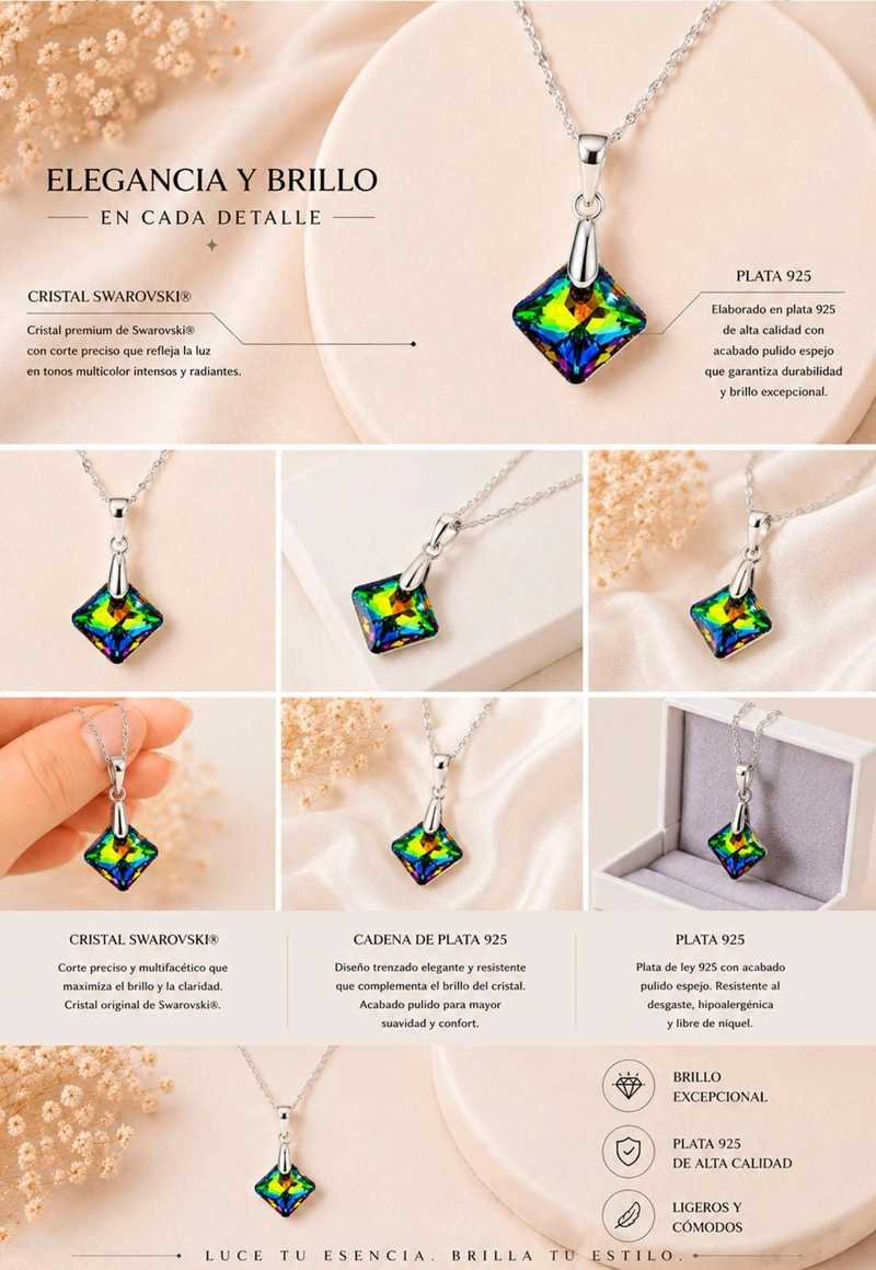 COLLAR CRISTINA PLATA 925 CRISTAL SWAROVSKI® VITRAL MEDIUM - 7
