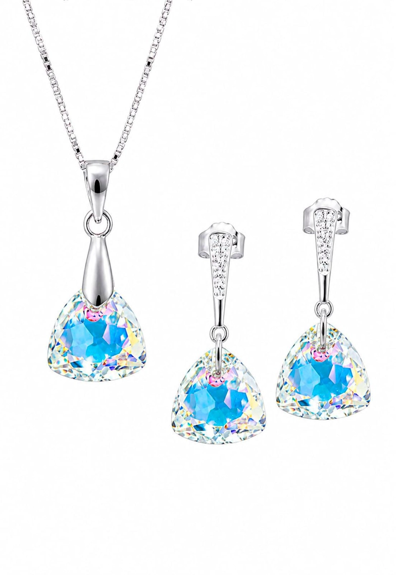 CONJUNTO CAMILA PLATA 925 CRISTAL SWAROVSKI® AURORA BOREAL - 1