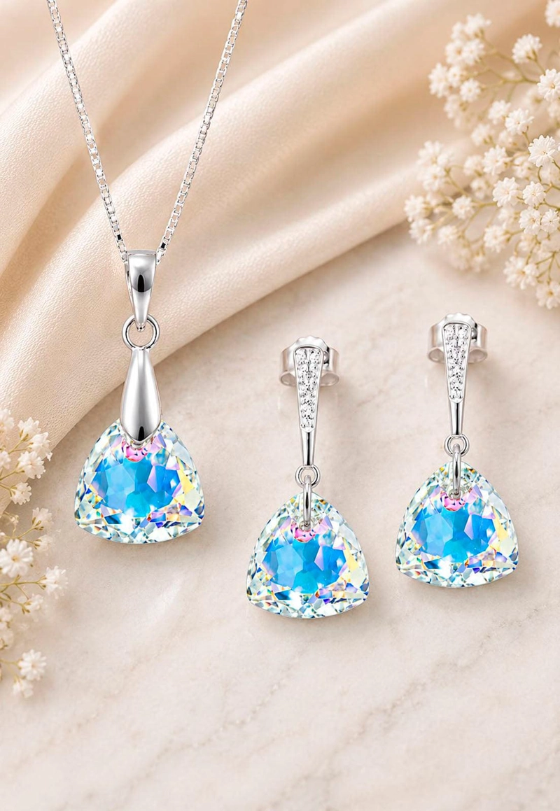 CONJUNTO CAMILA PLATA 925 CRISTAL SWAROVSKI® AURORA BOREAL - 3
