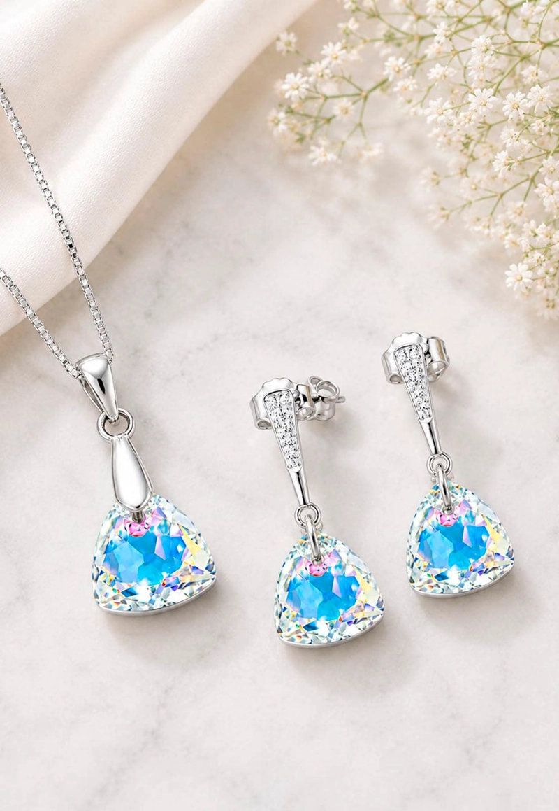 CONJUNTO CAMILA PLATA 925 CRISTAL SWAROVSKI® AURORA BOREAL - 5
