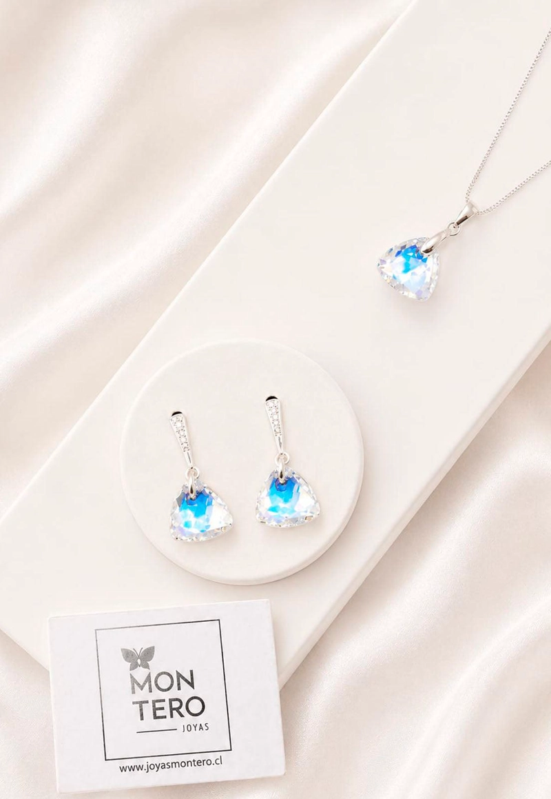 CONJUNTO CAMILA PLATA 925 CRISTAL SWAROVSKI® AURORA BOREAL - 7