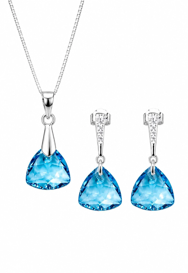 CONJUNTO CAMILA PLATA 925 CRISTAL SWAROVSKI® AQUAMARINE - 1