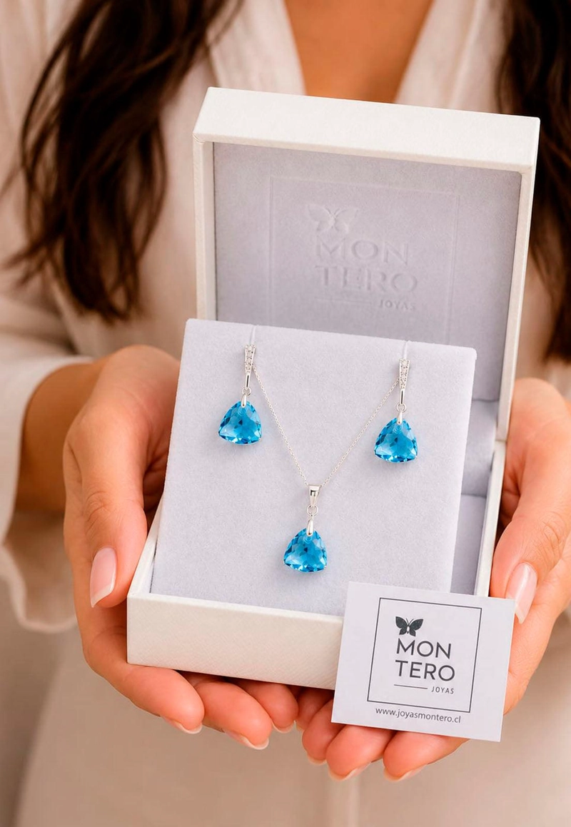 CONJUNTO CAMILA PLATA 925 CRISTAL SWAROVSKI® AQUAMARINE - 6