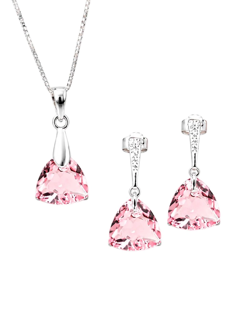 CONJUNTO CAMILA PLATA 925 CRISTAL SWAROVSKI®  LIGHT ROSE - 1