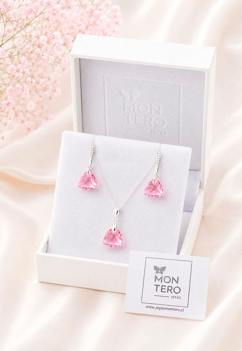 CONJUNTO CAMILA PLATA 925 CRISTAL SWAROVSKI®  LIGHT ROSE - 2