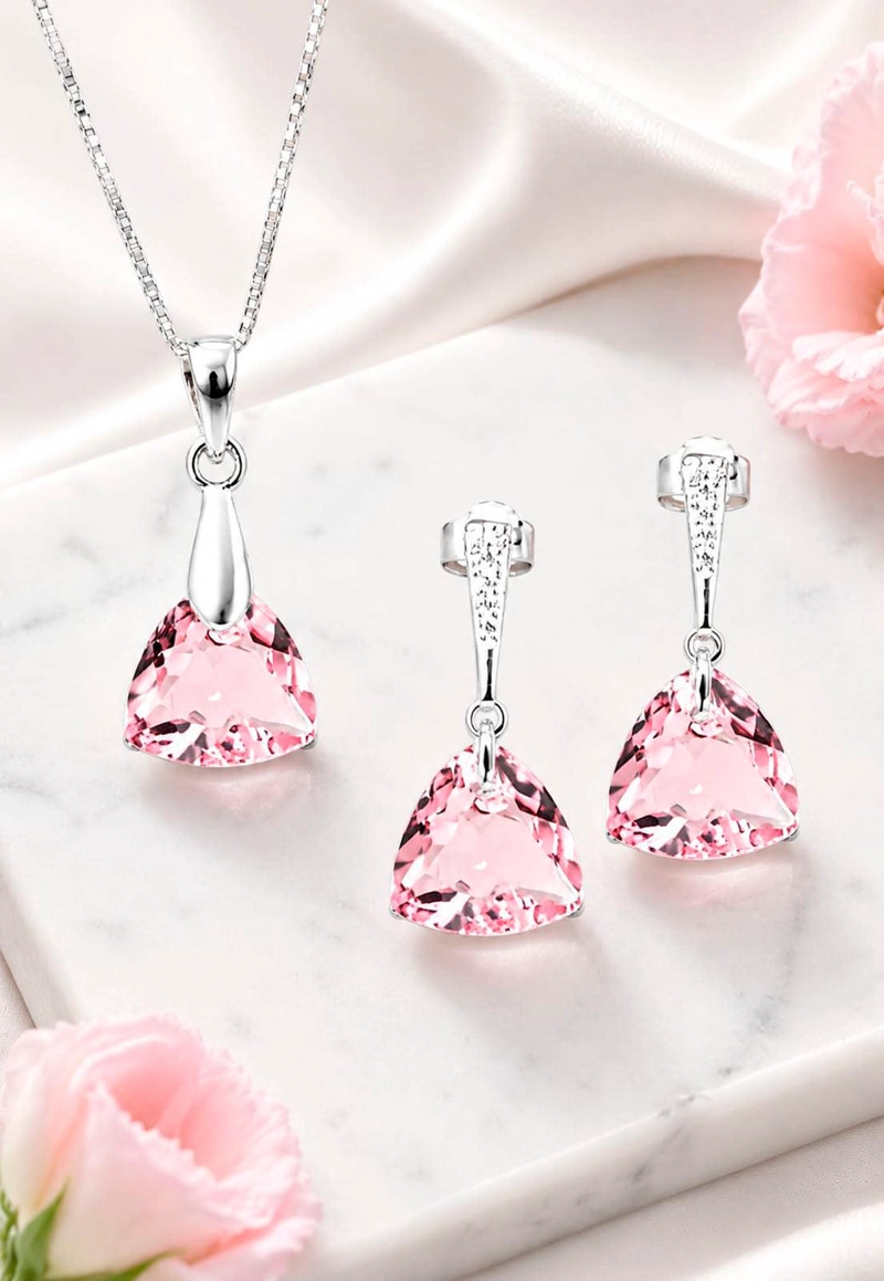 CONJUNTO CAMILA PLATA 925 CRISTAL SWAROVSKI®  LIGHT ROSE - 3