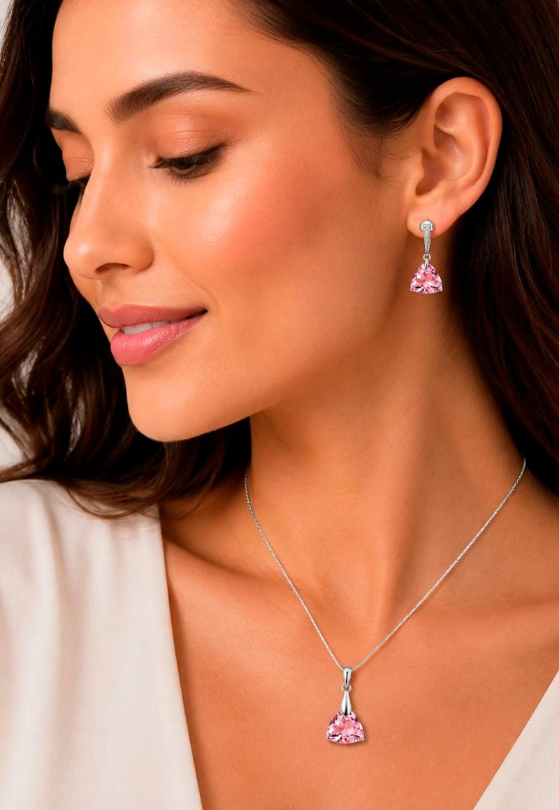 CONJUNTO CAMILA PLATA 925 CRISTAL SWAROVSKI®  LIGHT ROSE - 4