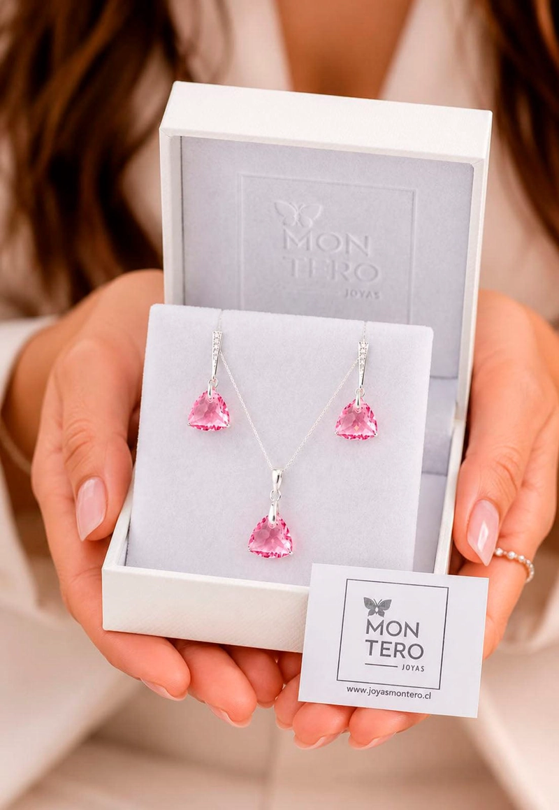 CONJUNTO CAMILA PLATA 925 CRISTAL SWAROVSKI®  LIGHT ROSE - 5