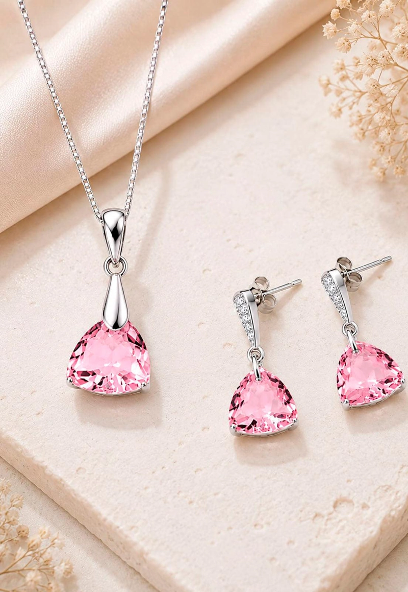 CONJUNTO CAMILA PLATA 925 CRISTAL SWAROVSKI®  LIGHT ROSE - 6
