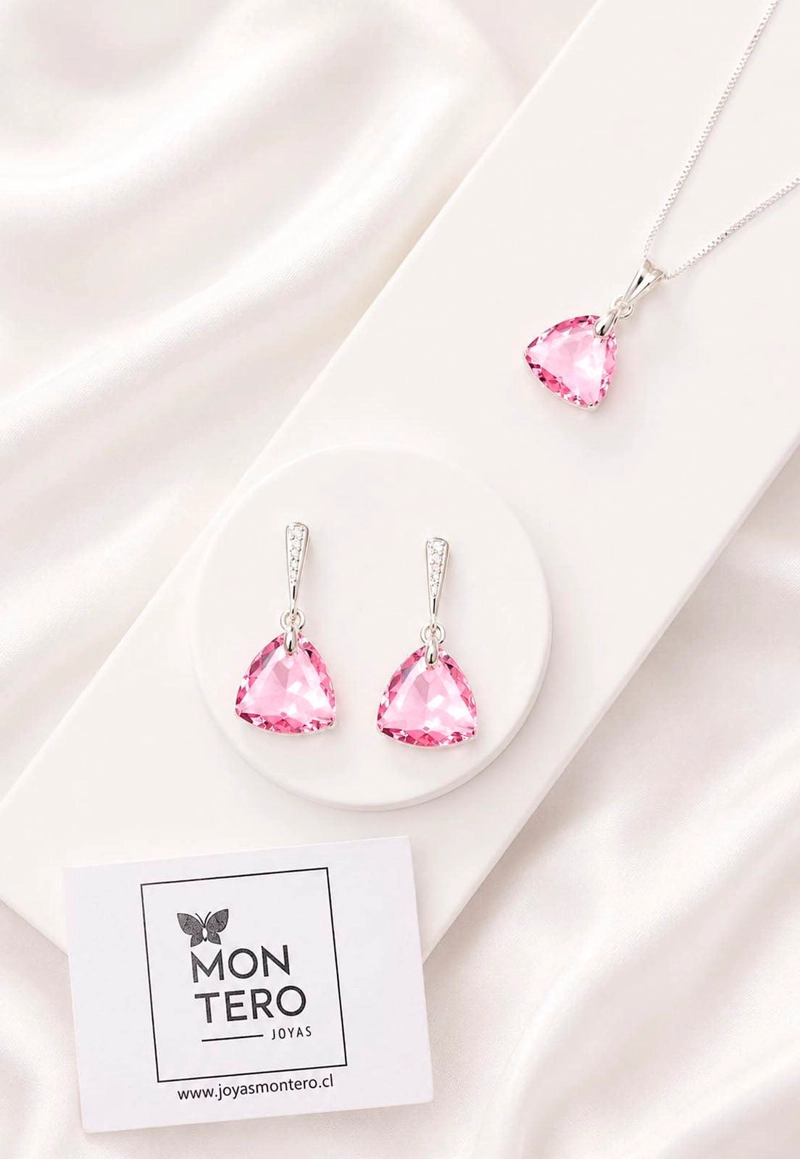 CONJUNTO CAMILA PLATA 925 CRISTAL SWAROVSKI®  LIGHT ROSE - 8