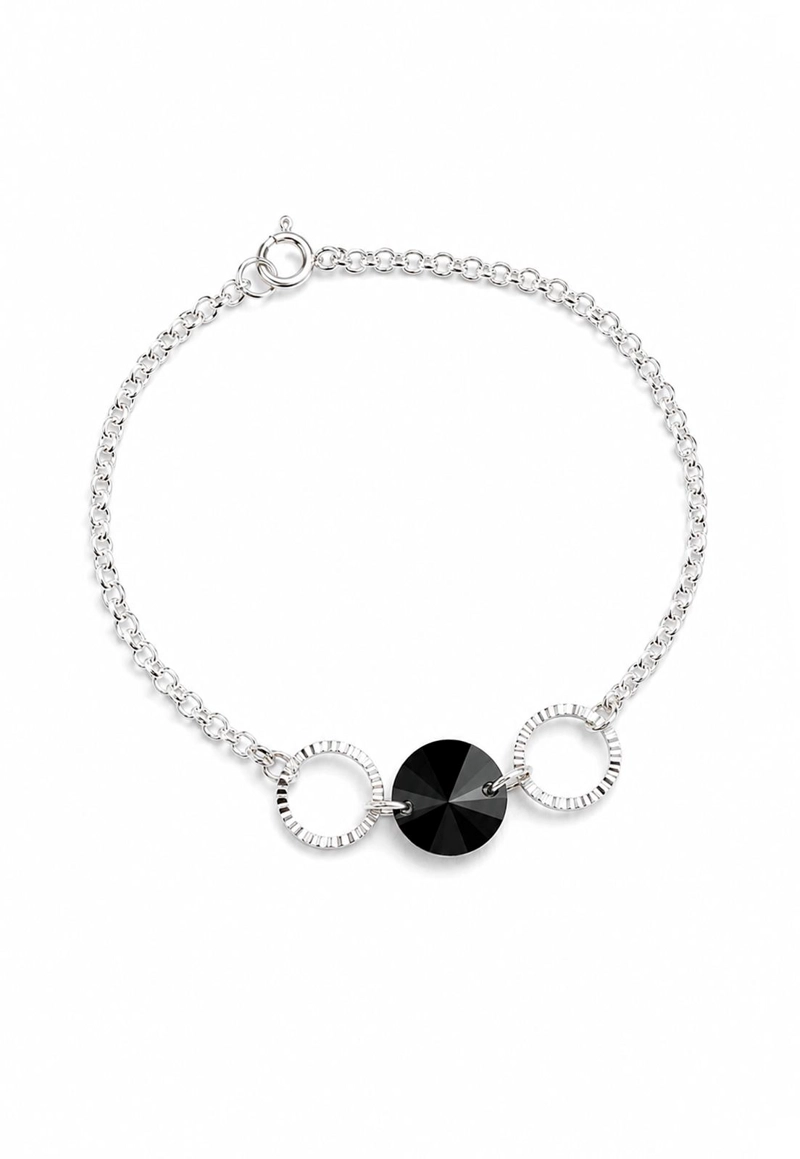 PULSERA RAFAELA PLATA 925 CRISTAL SWAROVSKI® JET - 1