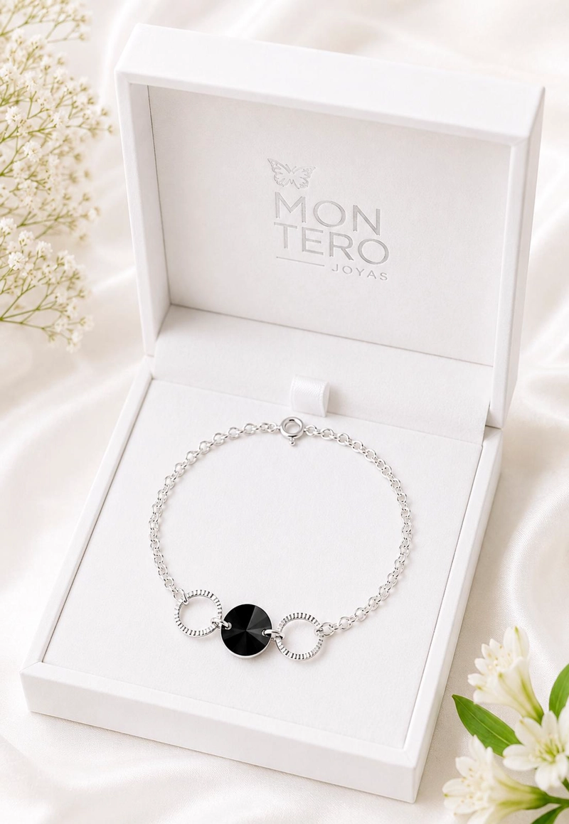 PULSERA RAFAELA PLATA 925 CRISTAL SWAROVSKI® JET - 2