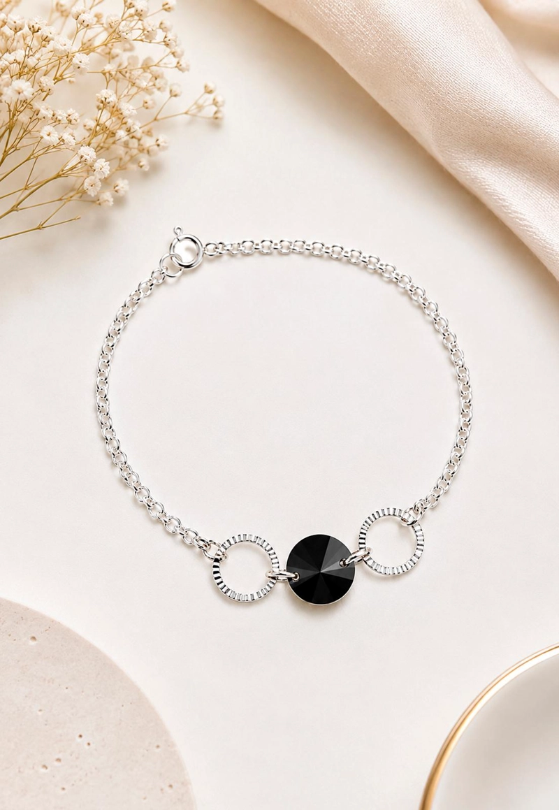 PULSERA RAFAELA PLATA 925 CRISTAL SWAROVSKI® JET - 3