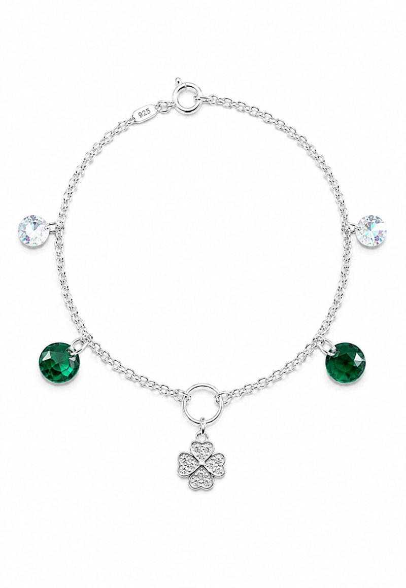 PULSERA FORTUNA PLATA 925 CRISTAL SWAROVSKI® EMERALD - 1
