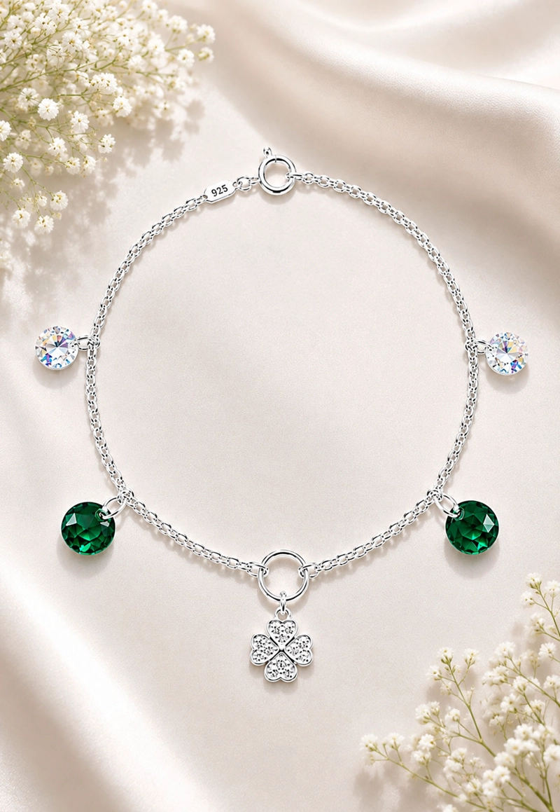 PULSERA FORTUNA PLATA 925 CRISTAL SWAROVSKI® EMERALD - 4