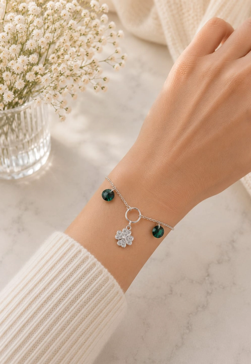 PULSERA FORTUNA PLATA 925 CRISTAL SWAROVSKI® EMERALD - 5