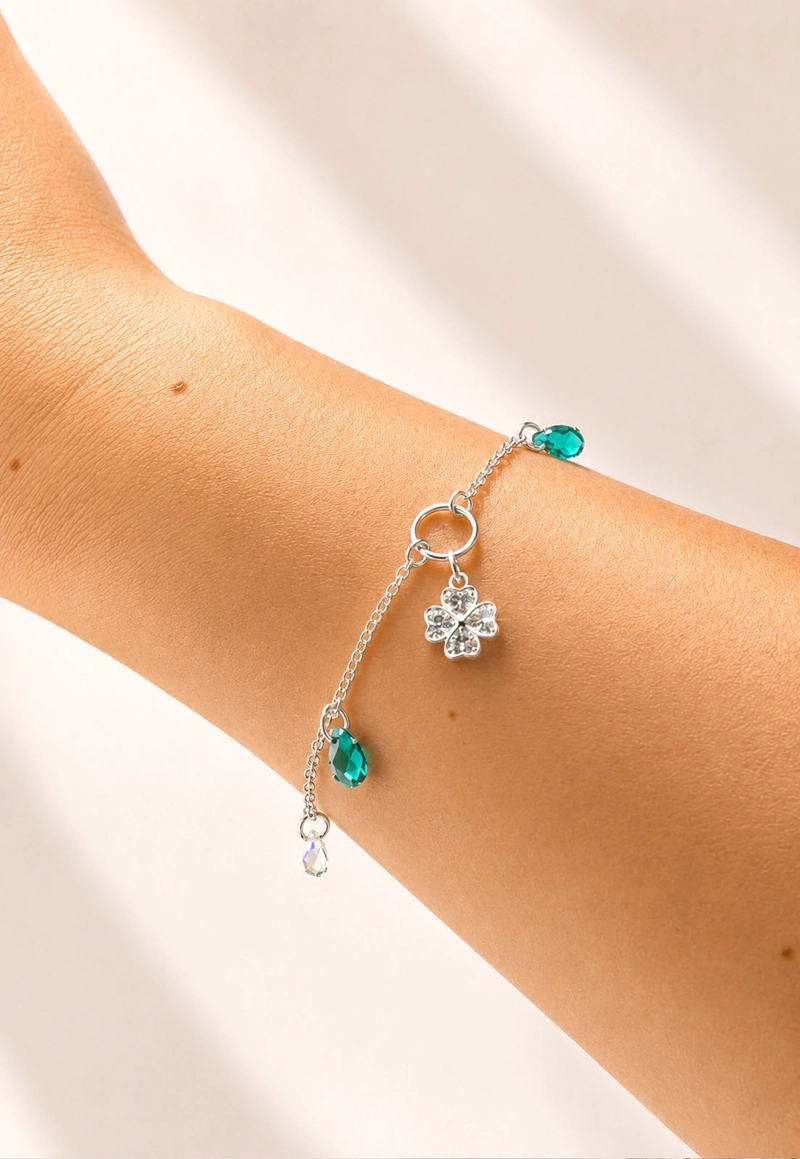 PULSERA FORTUNA PLATA 925 CRISTAL SWAROVSKI® EMERALD - 7