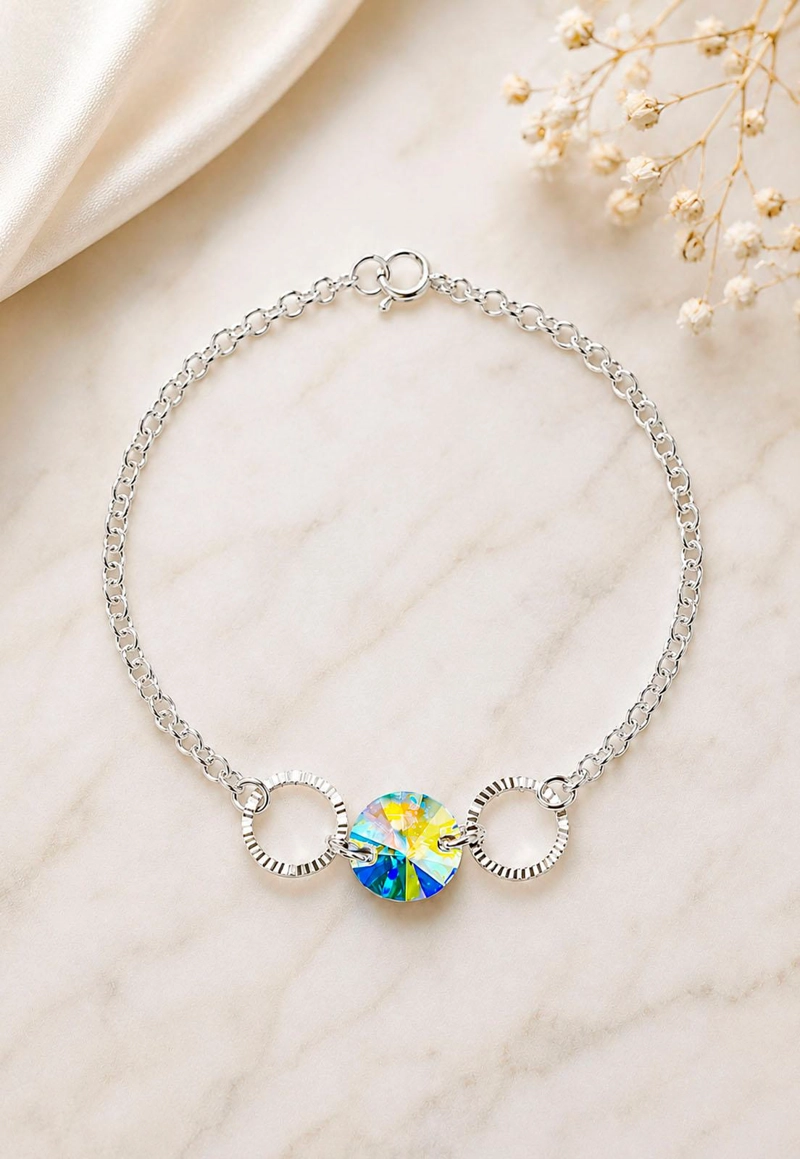 PULSERA RAFAELA PLATA 925 CRISTAL SWAROVSKI® AURORA BOREAL - 6