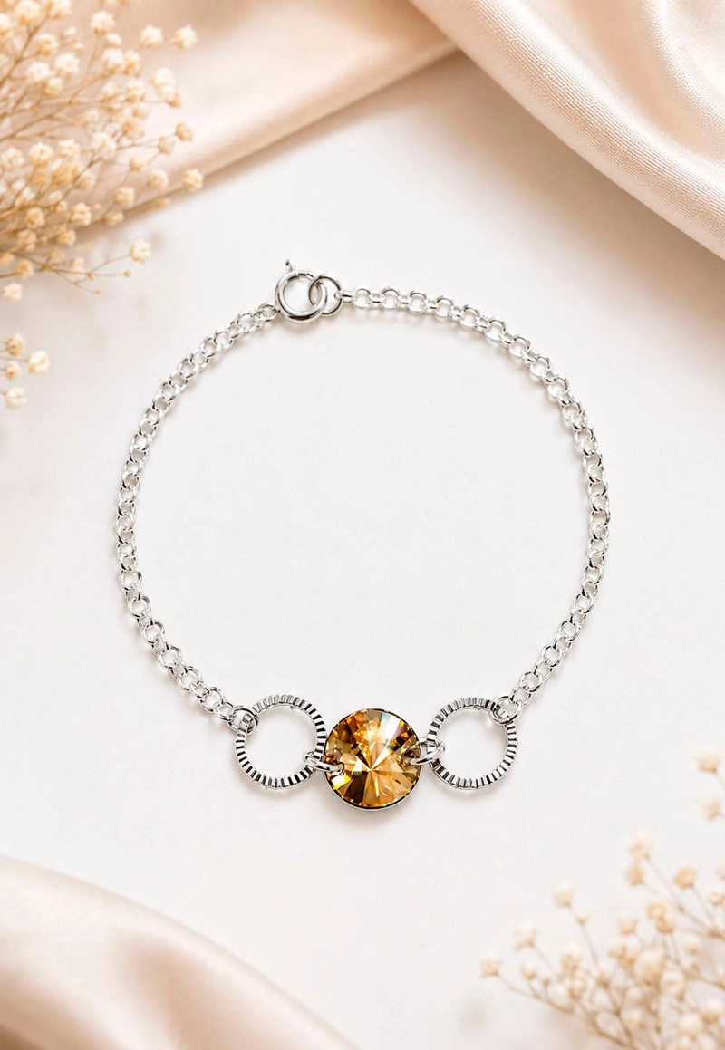 PULSERA RAFAELA PLATA 925 CRISTAL SWAROVSKI® GOLDEN SHADOW - 3