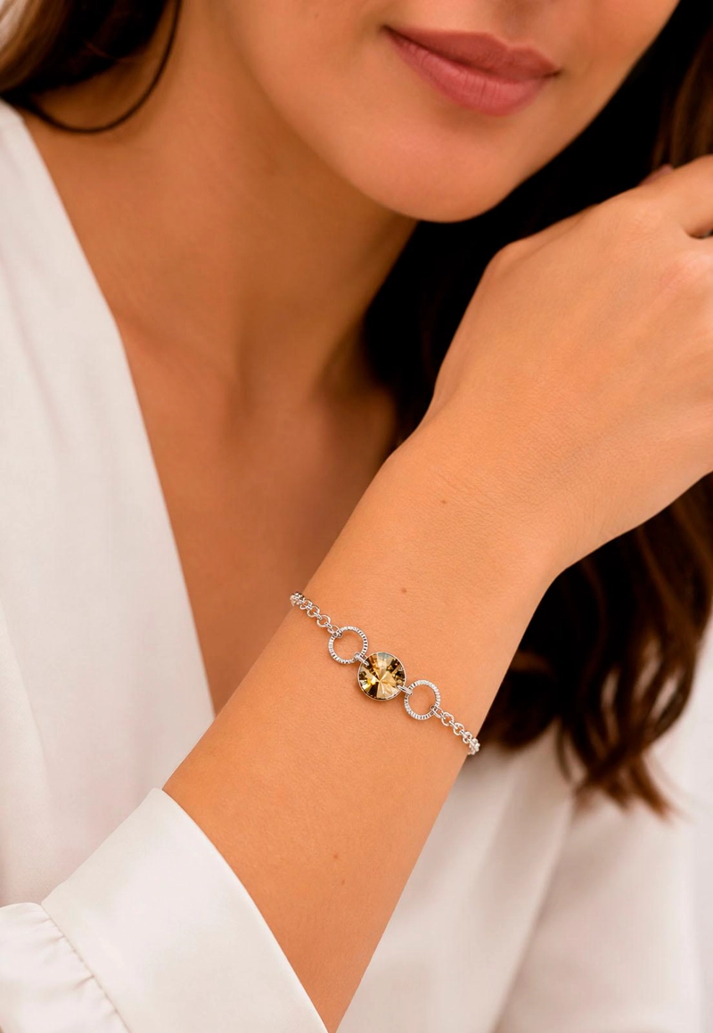 PULSERA RAFAELA PLATA 925 CRISTAL SWAROVSKI® GOLDEN SHADOW - 4
