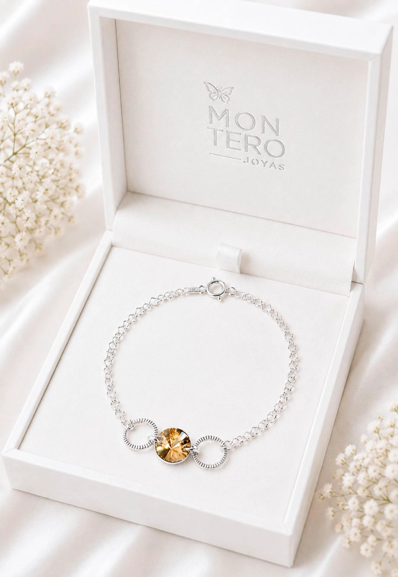 PULSERA RAFAELA PLATA 925 CRISTAL SWAROVSKI® GOLDEN SHADOW - 6