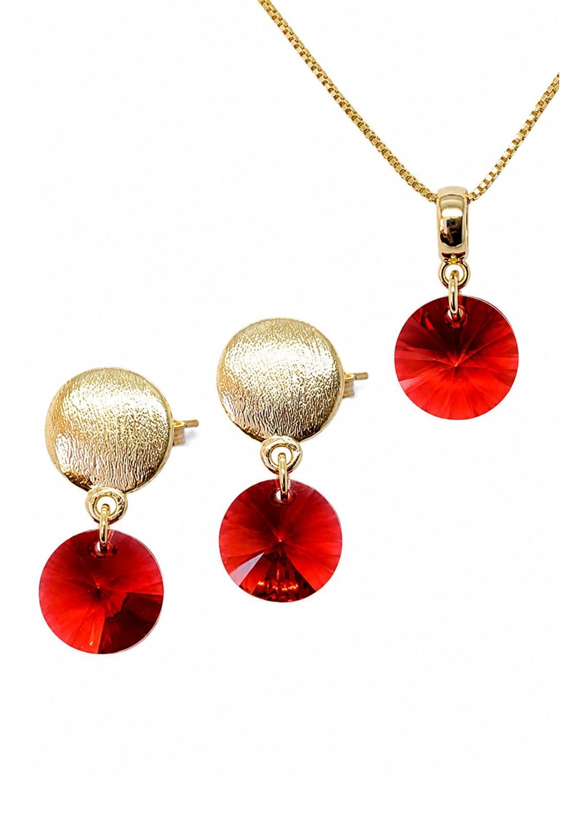 CONJUNTO AMELIA GOLD 24K CRISTAL SWAROVSKI® SCARLET - 1