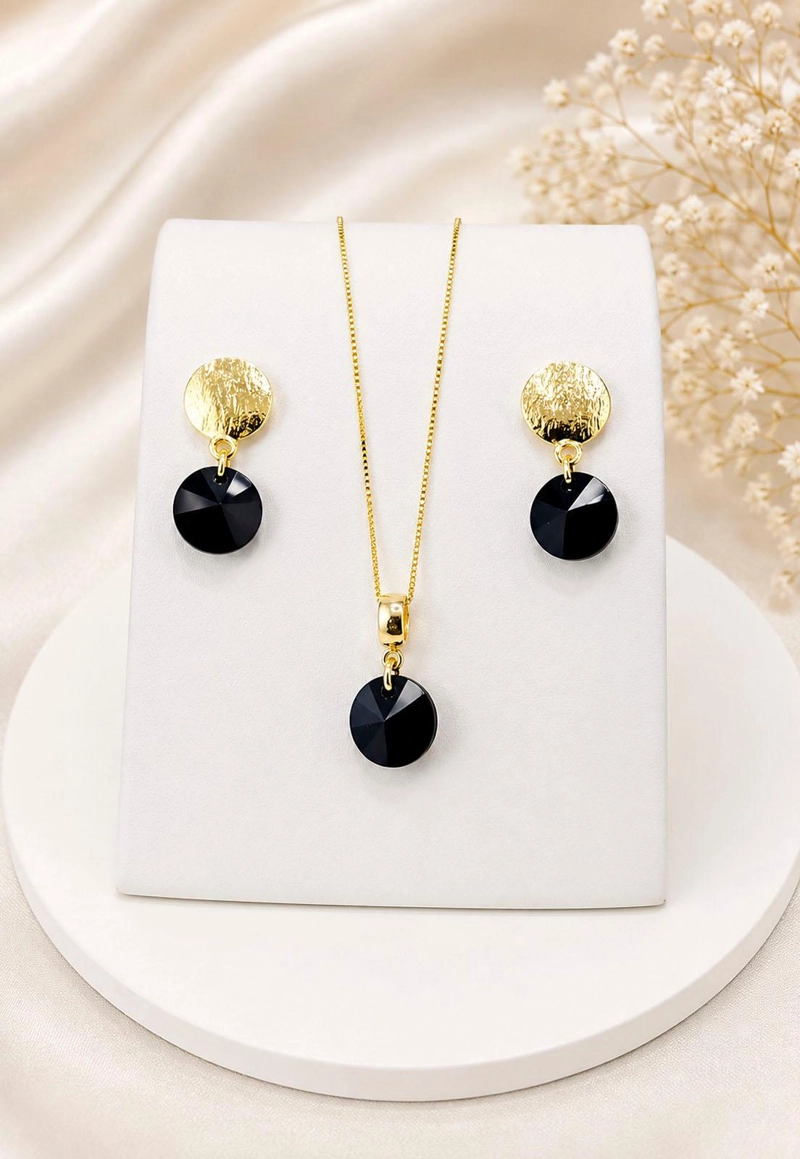 CONJUNTO AMELIA GOLD 24K CRISTAL SWAROVSKI® JET - 4