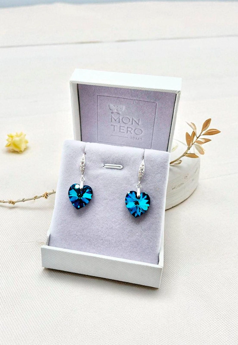 AROS GRAN ROMANCE PLATA 925 CRISTAL SWAROVSKI® BERMUDA BLUE - 2