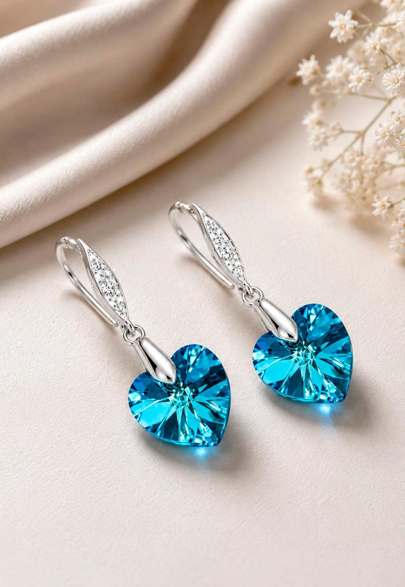 AROS GRAN ROMANCE PLATA 925 CRISTAL SWAROVSKI® BERMUDA BLUE - 3
