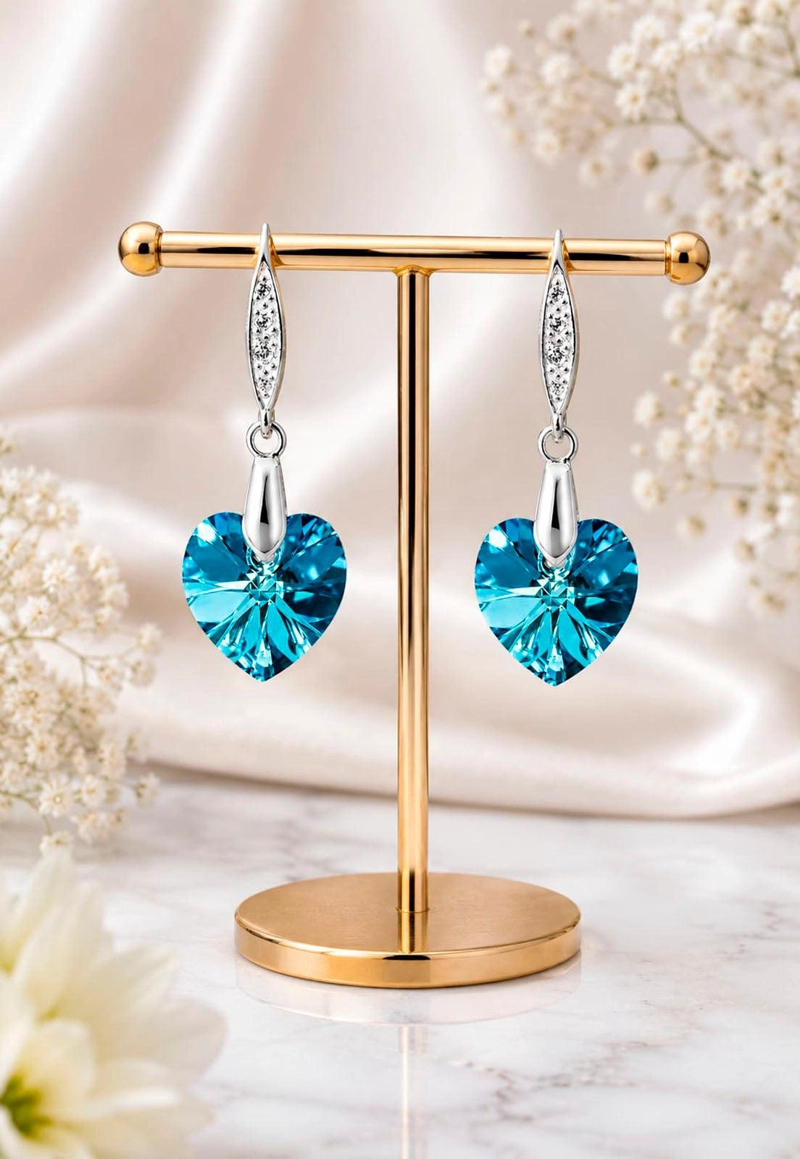 AROS GRAN ROMANCE PLATA 925 CRISTAL SWAROVSKI® BERMUDA BLUE - 5