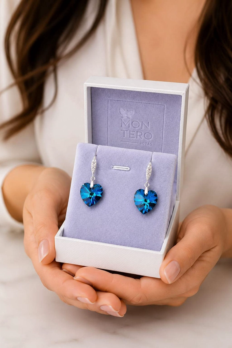 AROS GRAN ROMANCE PLATA 925 CRISTAL SWAROVSKI® BERMUDA BLUE - 6