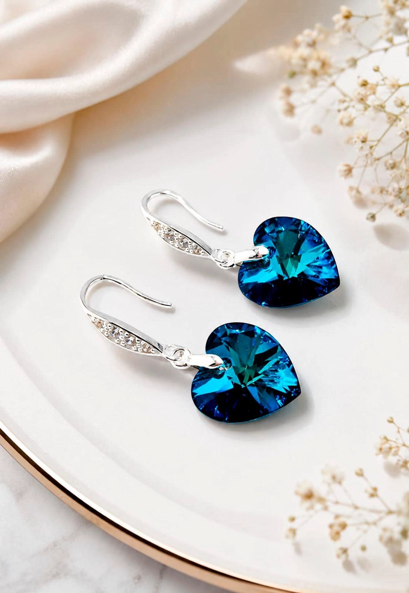 AROS GRAN ROMANCE PLATA 925 CRISTAL SWAROVSKI® BERMUDA BLUE - 7