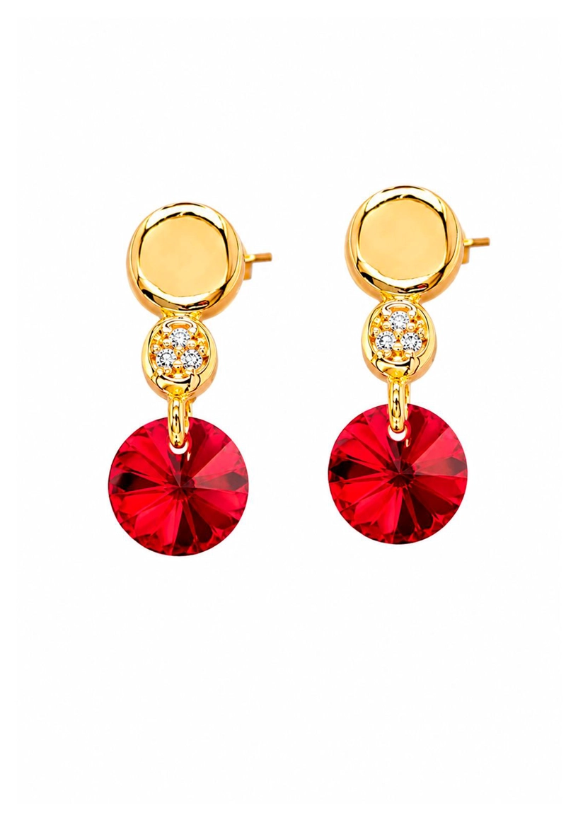 AROS PUNTO DE LUZ GOLD 24K CRISTAL SWAROVSKI® SCARLET - 1