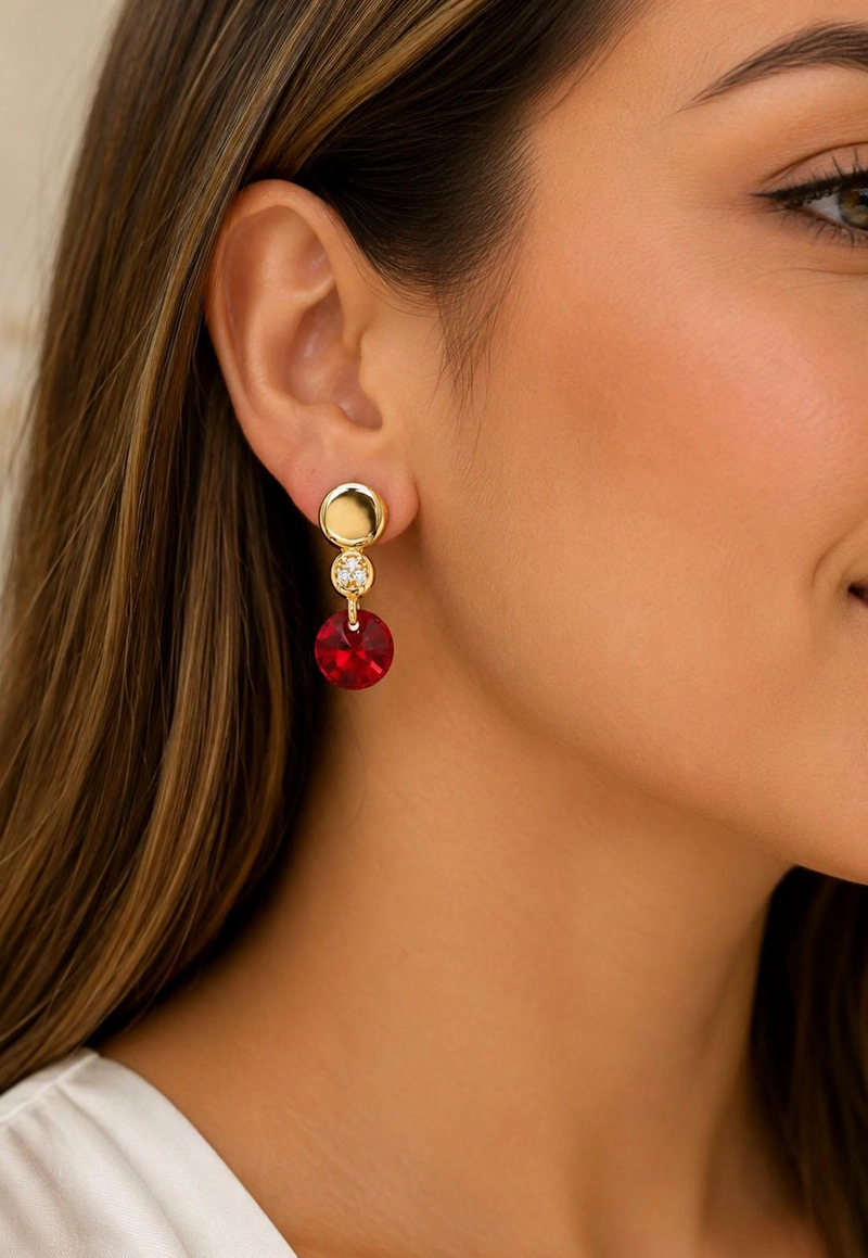 AROS PUNTO DE LUZ GOLD 24K CRISTAL SWAROVSKI® SCARLET - 5